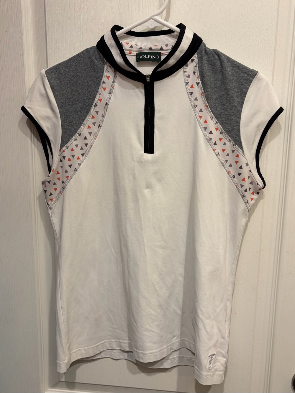 Golfino Women’s White Short-Sleeve Golf Polo with Gray Panels